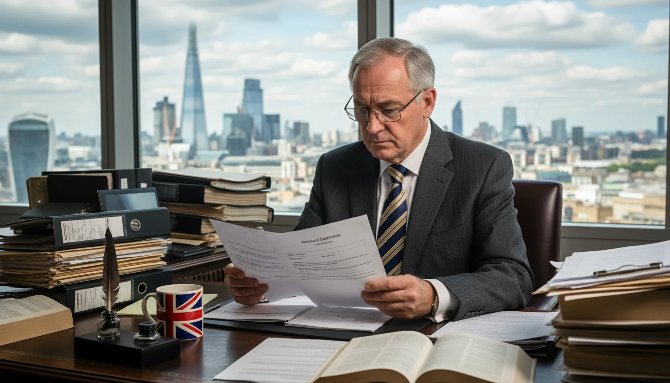 UK lawyer reviewing guarantee form