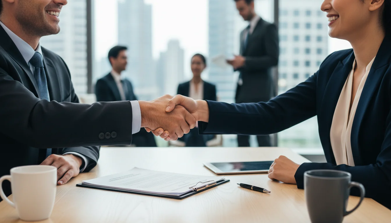 Handshake sealing business loan agreement