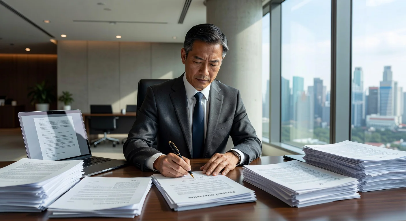 Business professional signing guarantee document