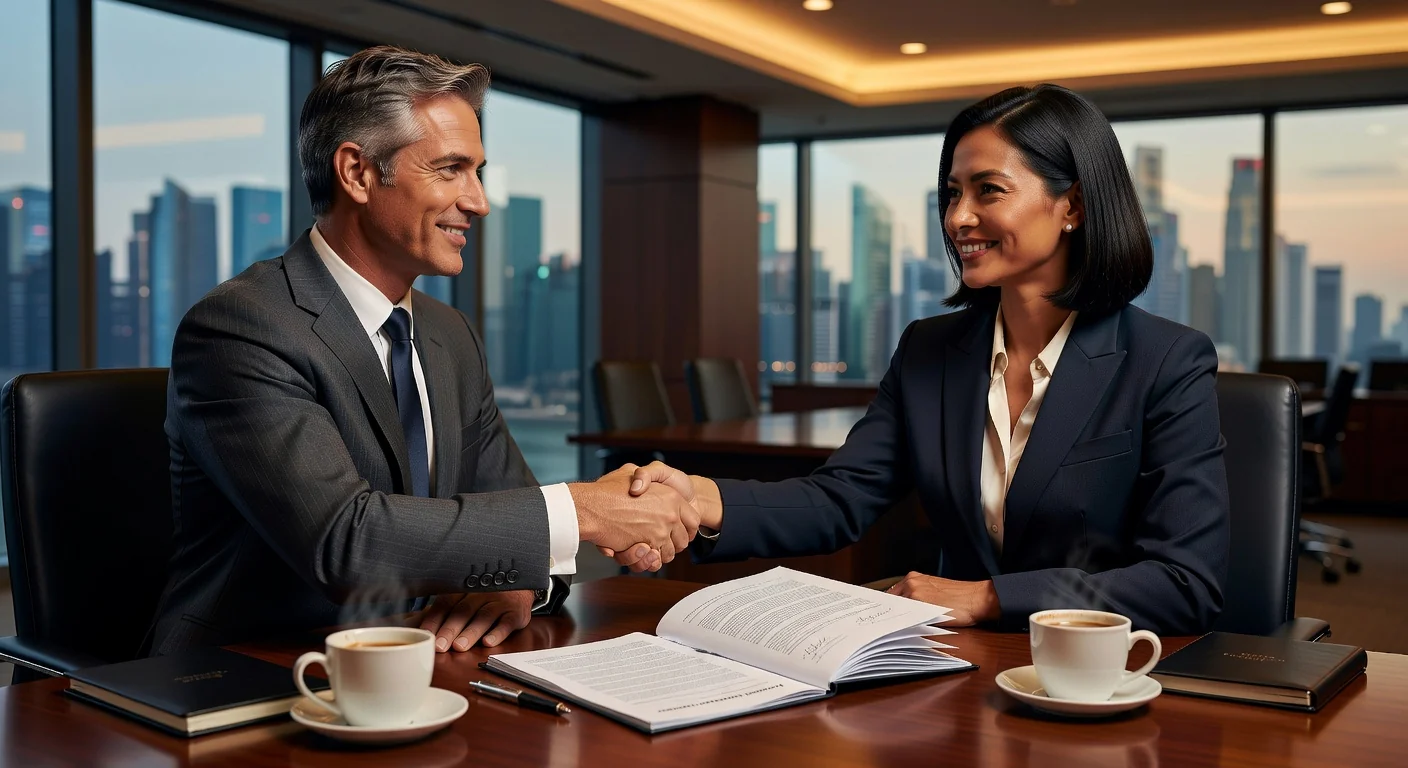 Handshake over guarantee contract agreement