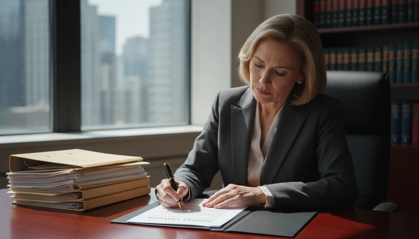 Businessperson signing legal document