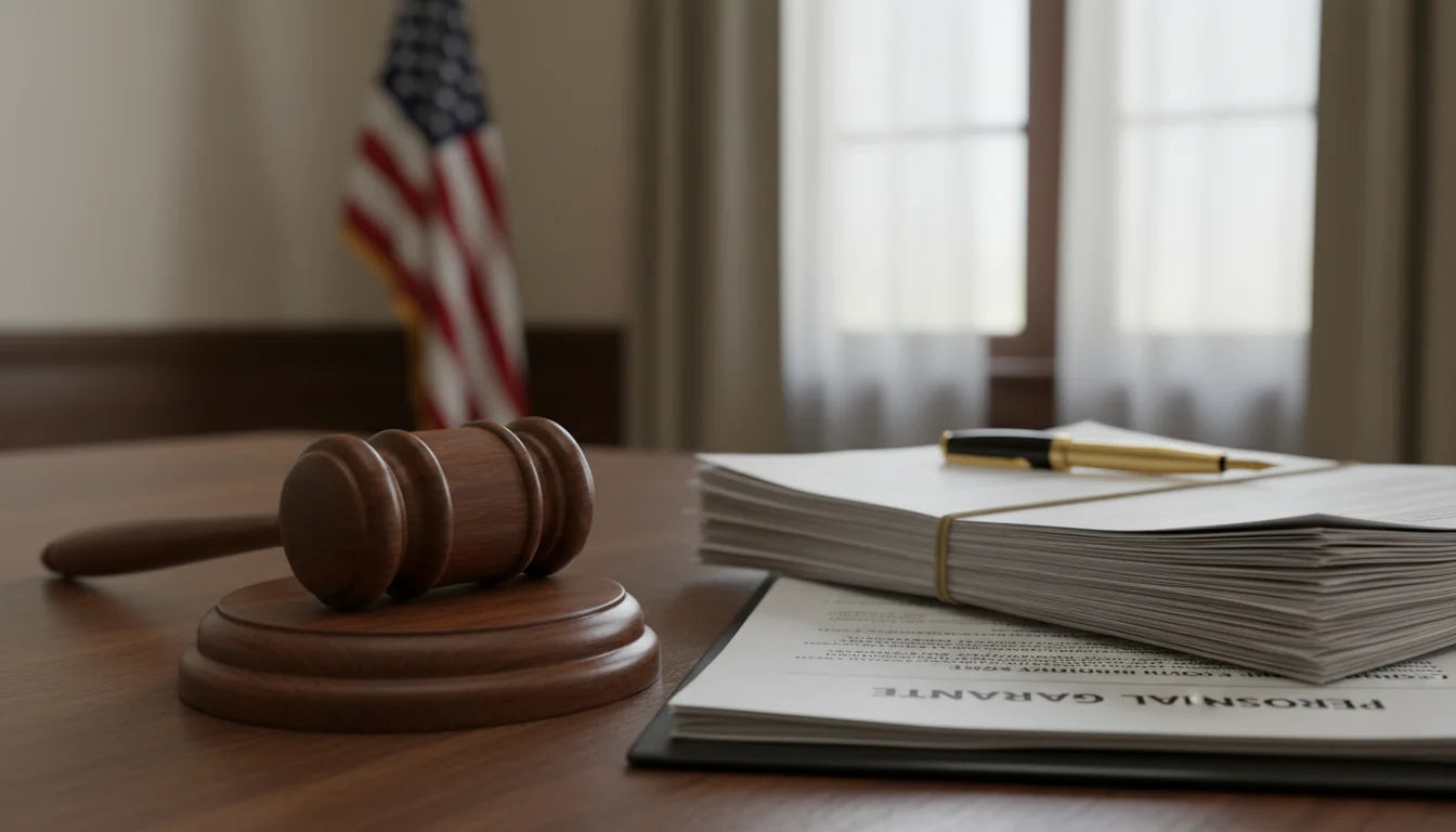 Gavel and legal documents on desk