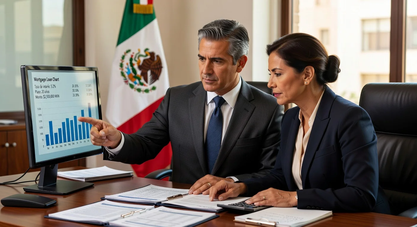 Bank advisor explaining mortgage terms.