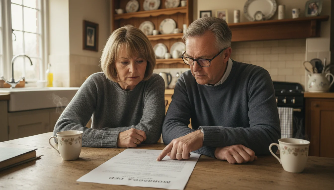 Couple reviewing mortgage contract together