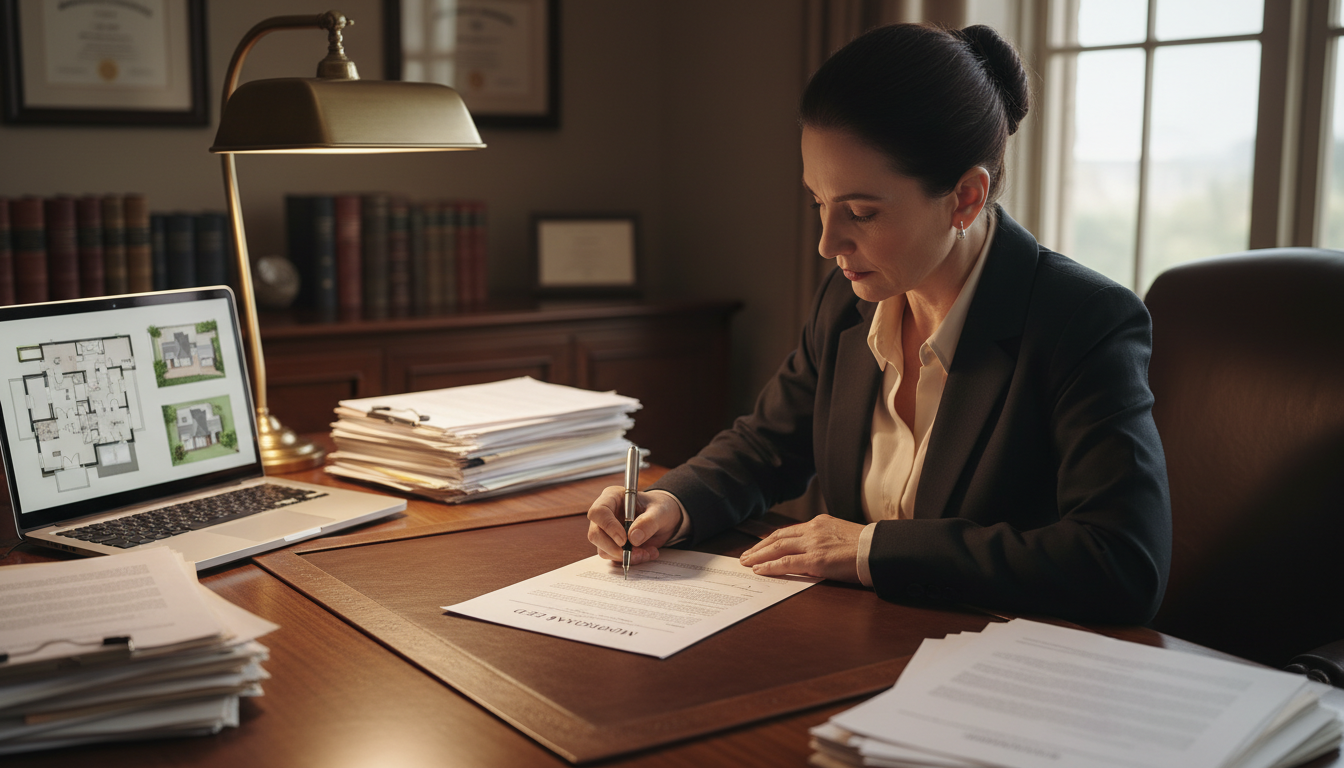 Professional signing mortgage deed document