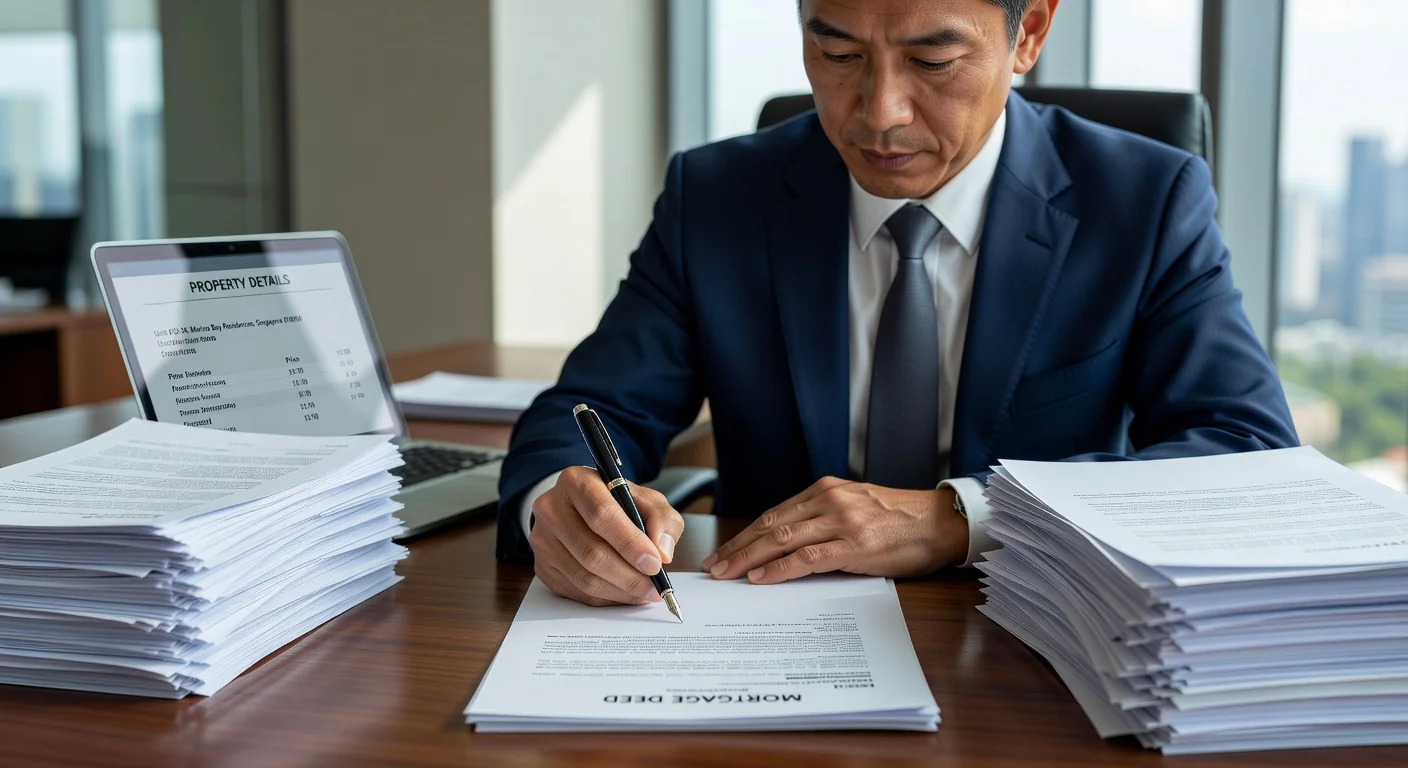 Professional signing mortgage deed