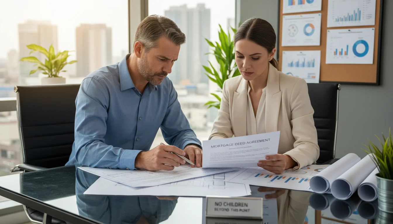 Couple reviewing deed agreement