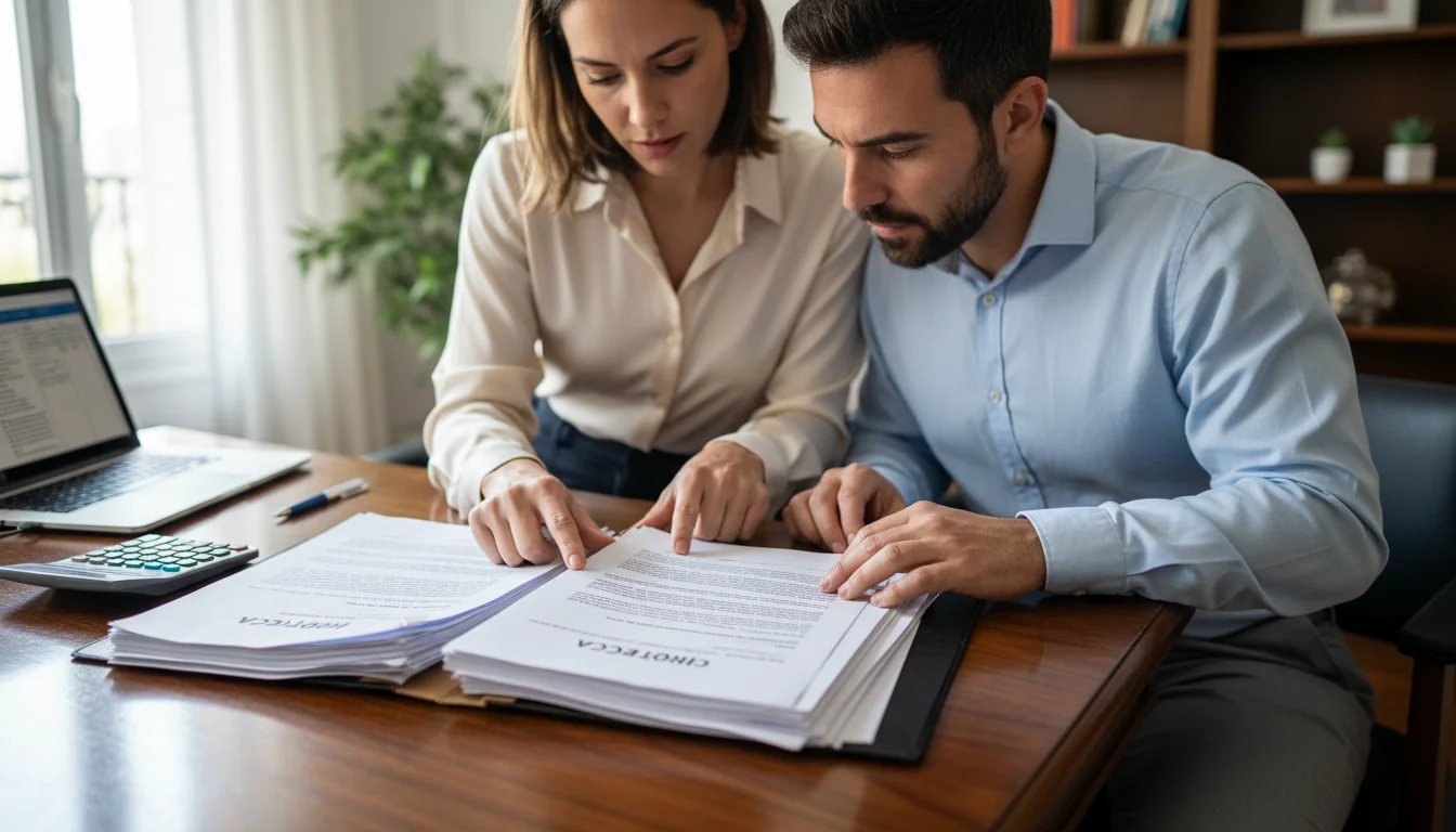 Couple reviewing mortgage paperwork