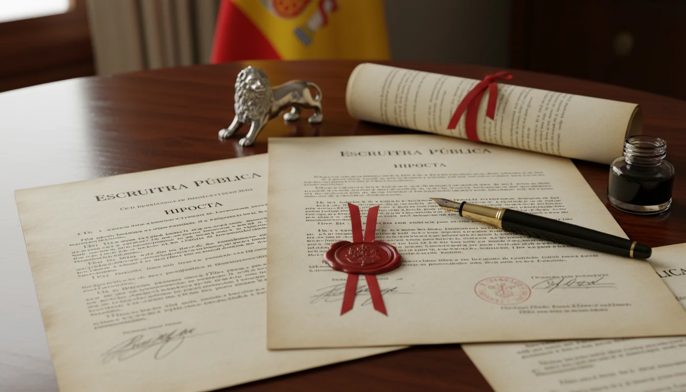 Property deed with Spanish flag