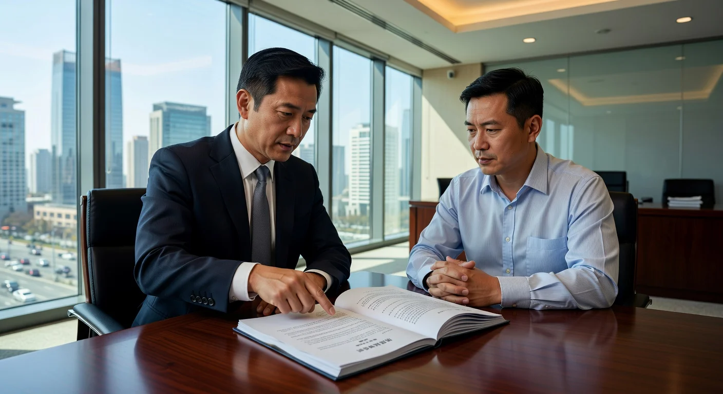 Lawyer explaining contract terms.