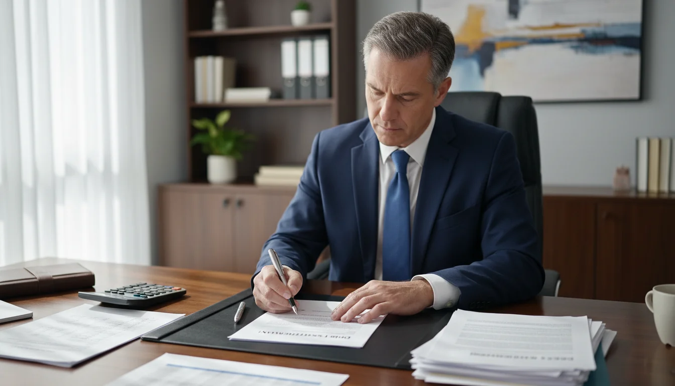 Adult signing debt settlement contract