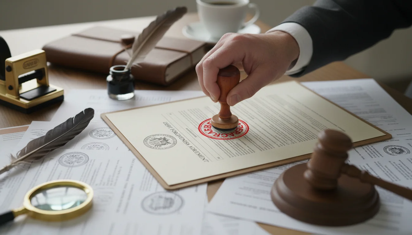 Stamp approving debt forgiveness agreement
