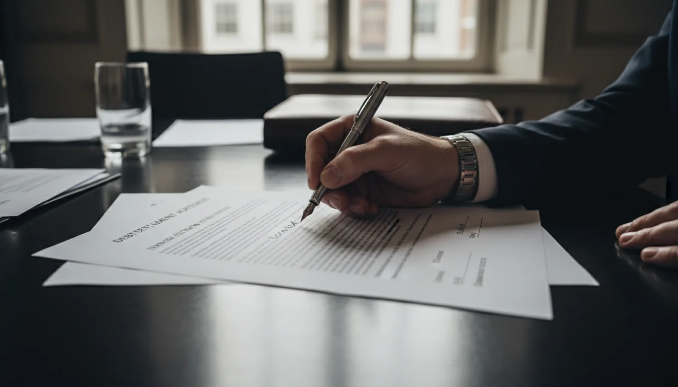 Signing debt settlement agreement contract