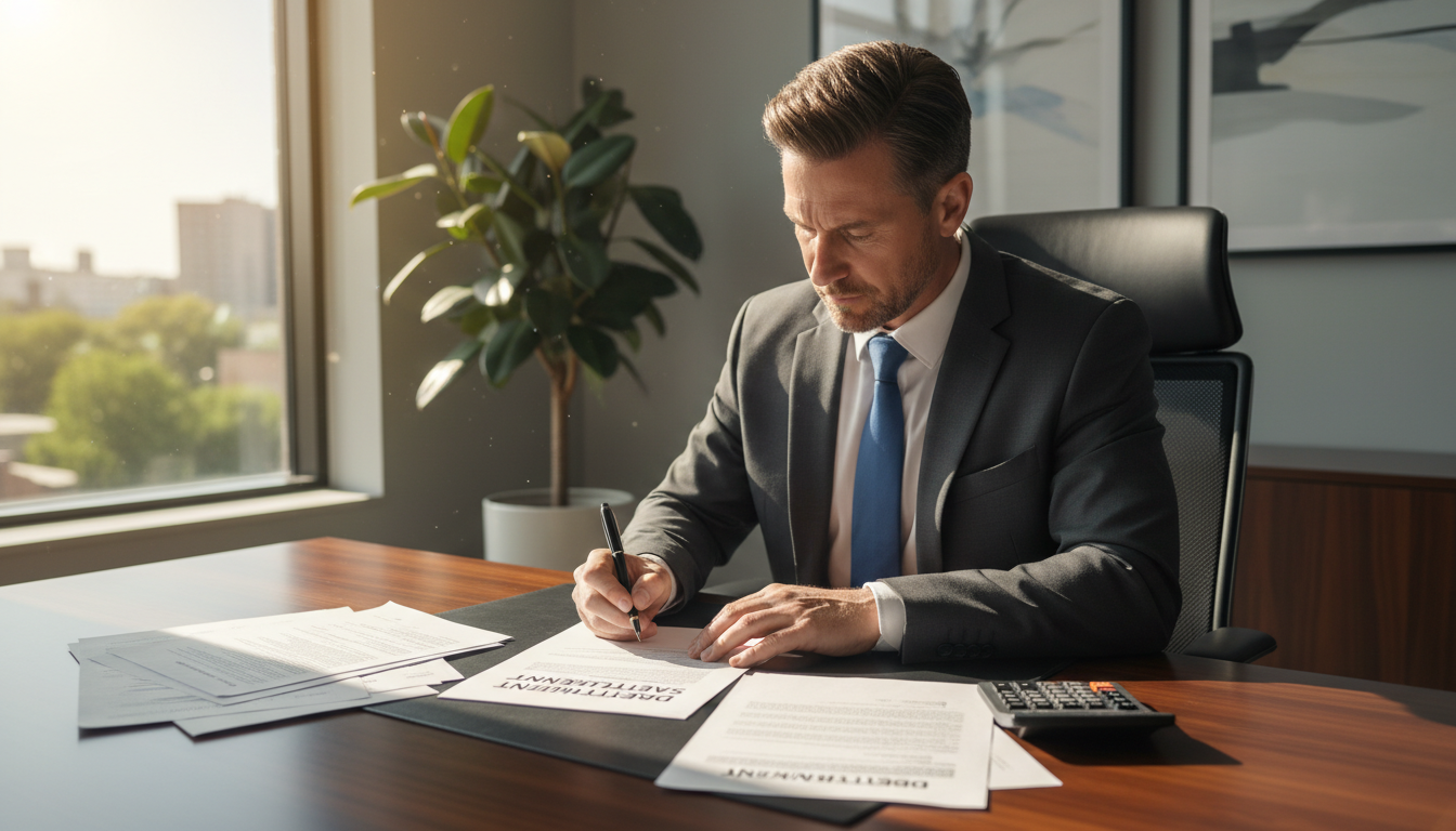 Professional signing debt settlement contract