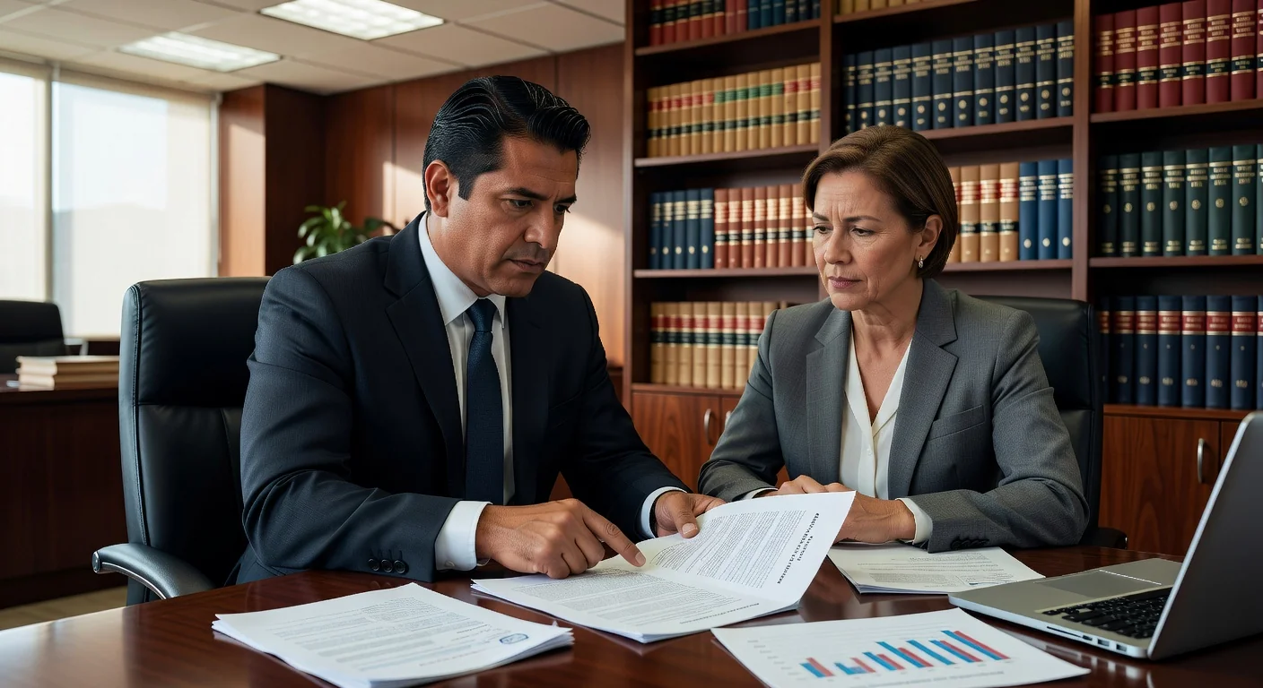 Lawyer consulting on debt agreement.