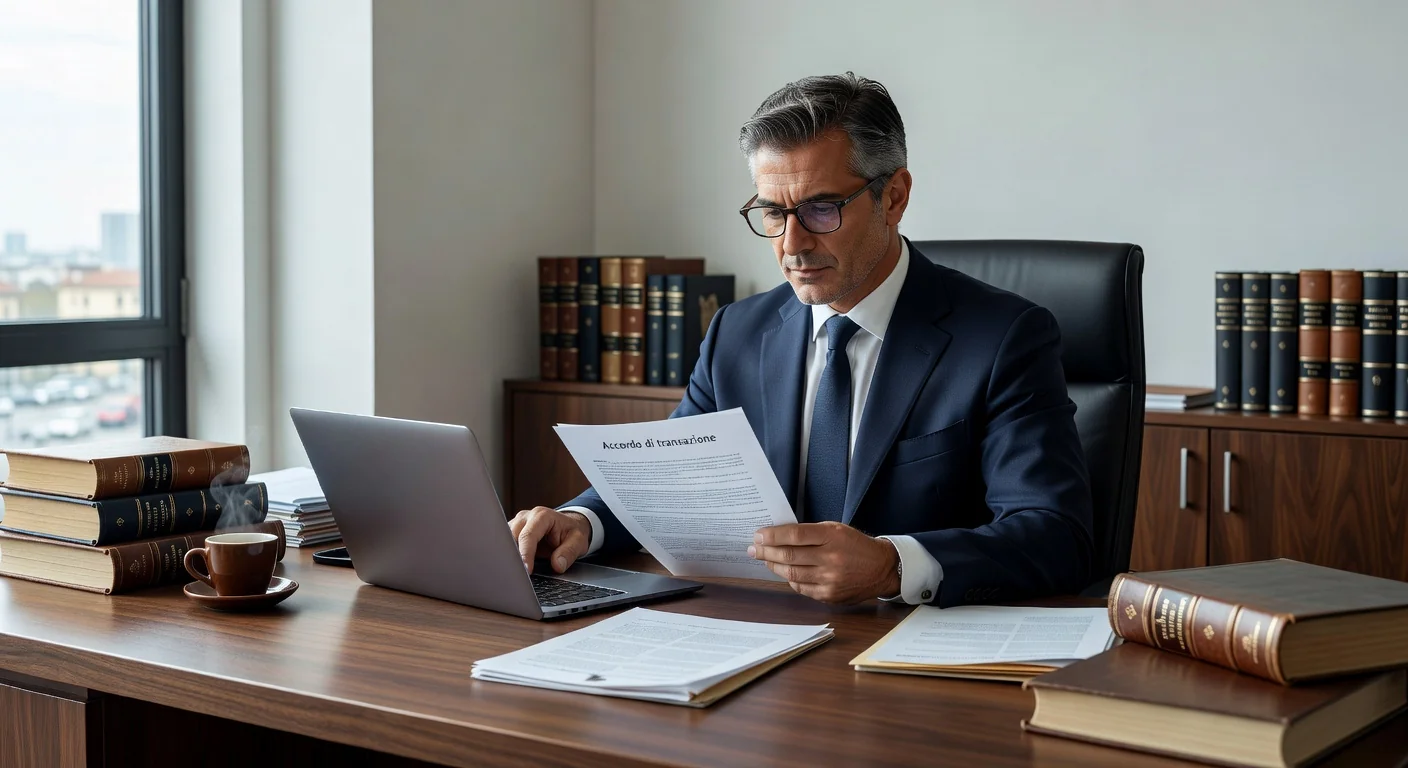 Italian lawyer reviewing legal contract