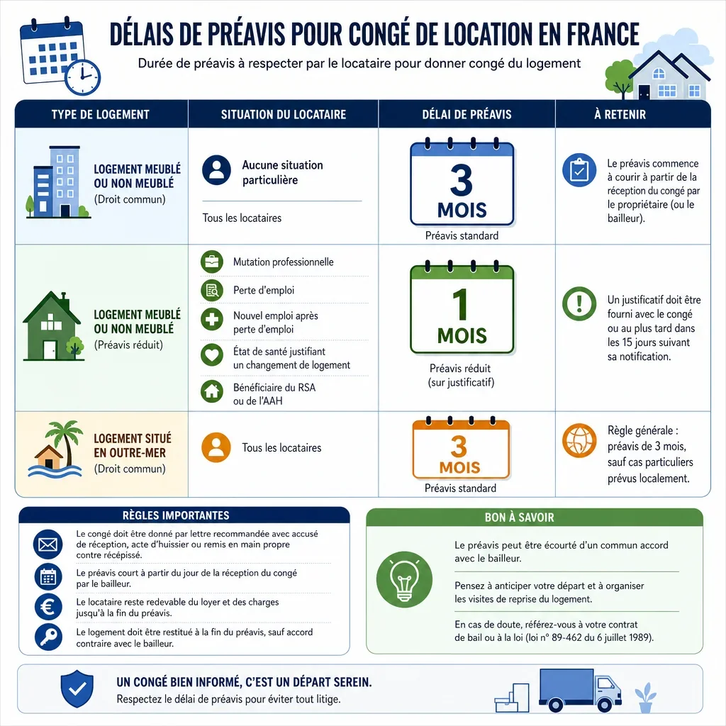 Délais de préavis pour congé de location