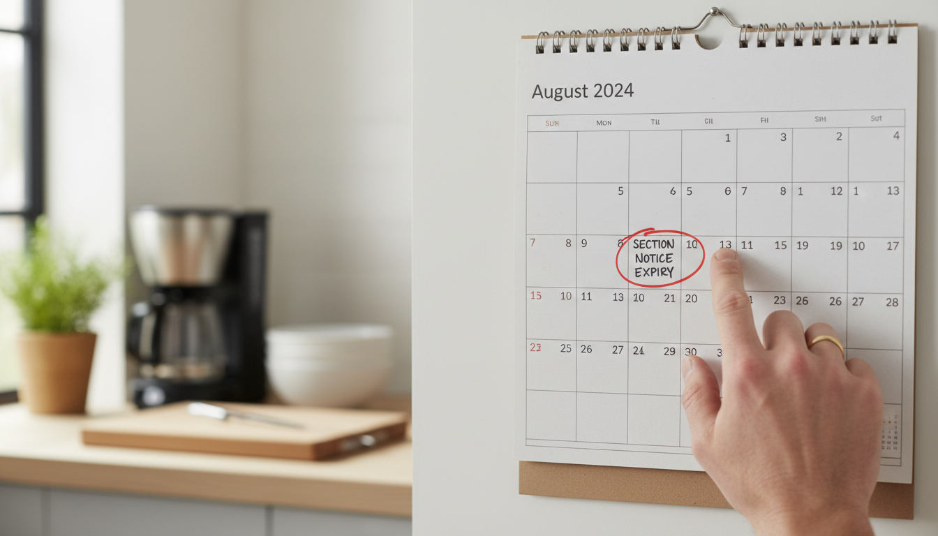 Calendar marking notice expiry date