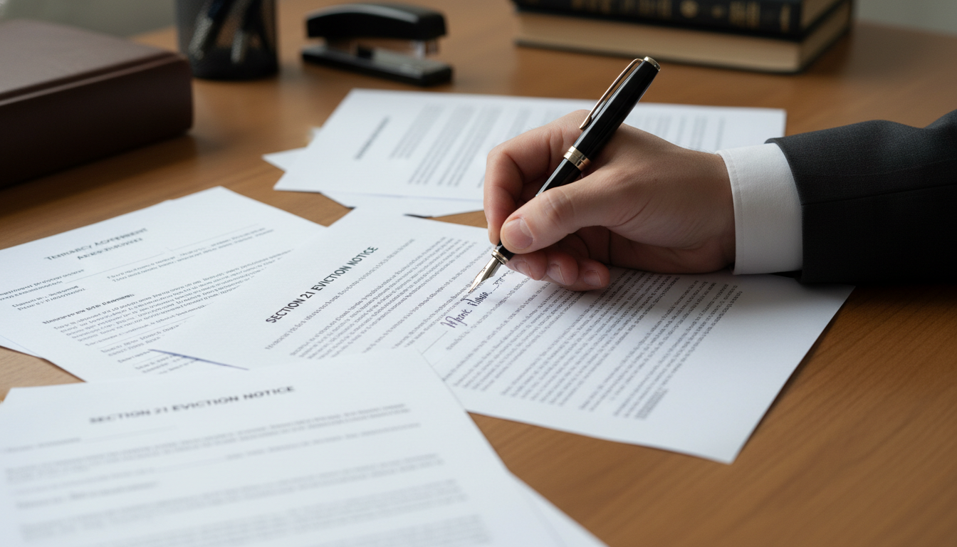 Hand signing Section 21 notice form