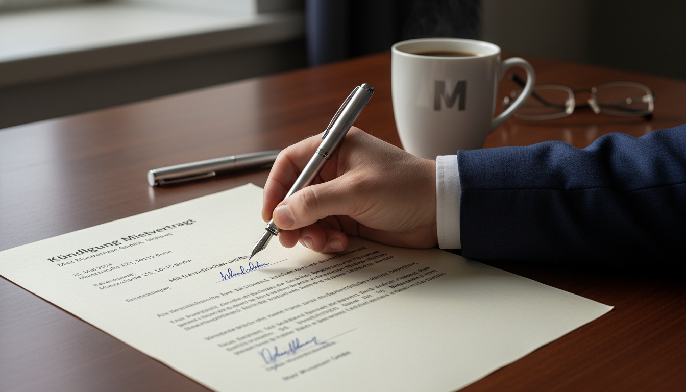 Person signing tenancy termination notice.