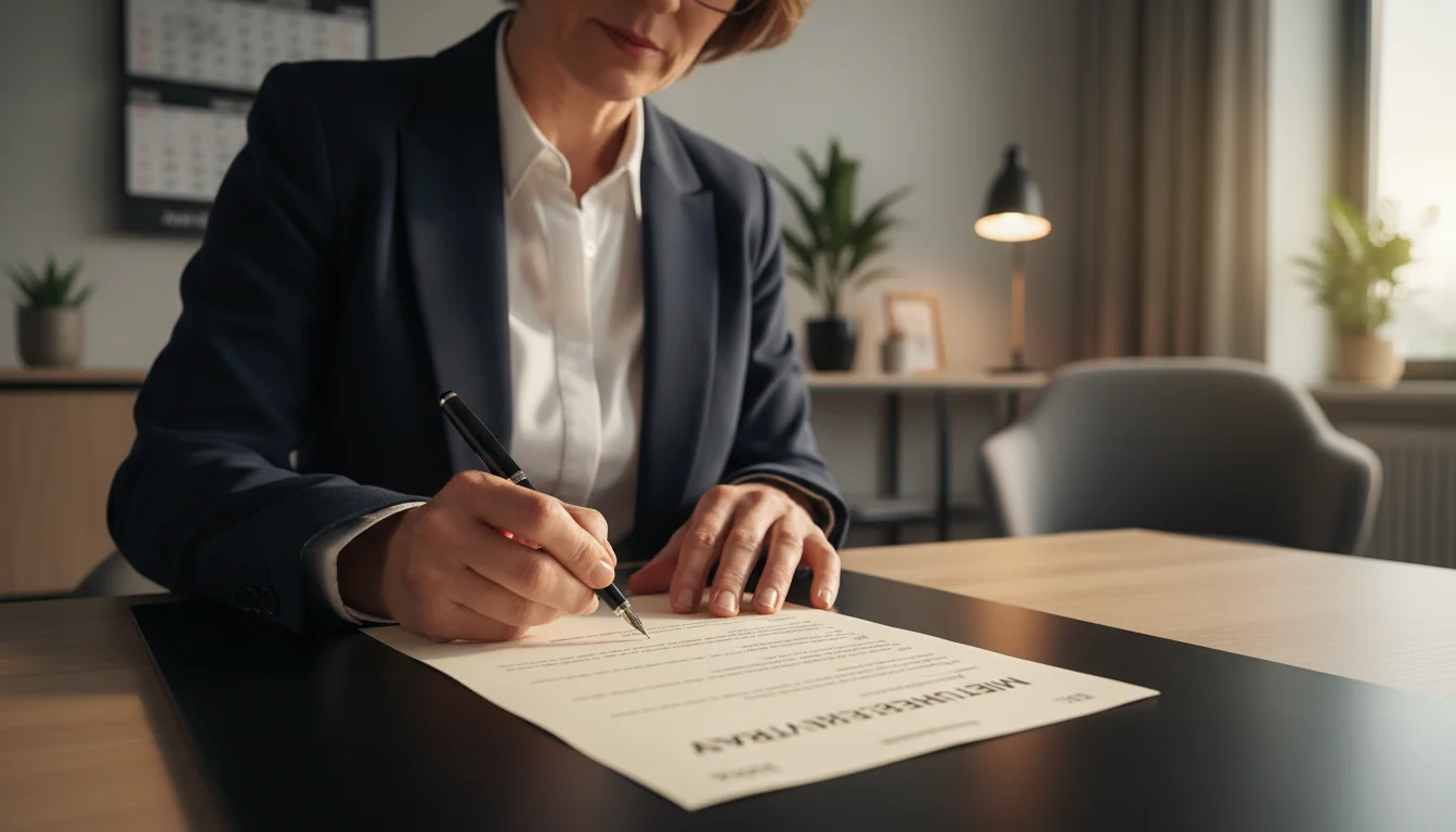 Tenant signing rental contract.