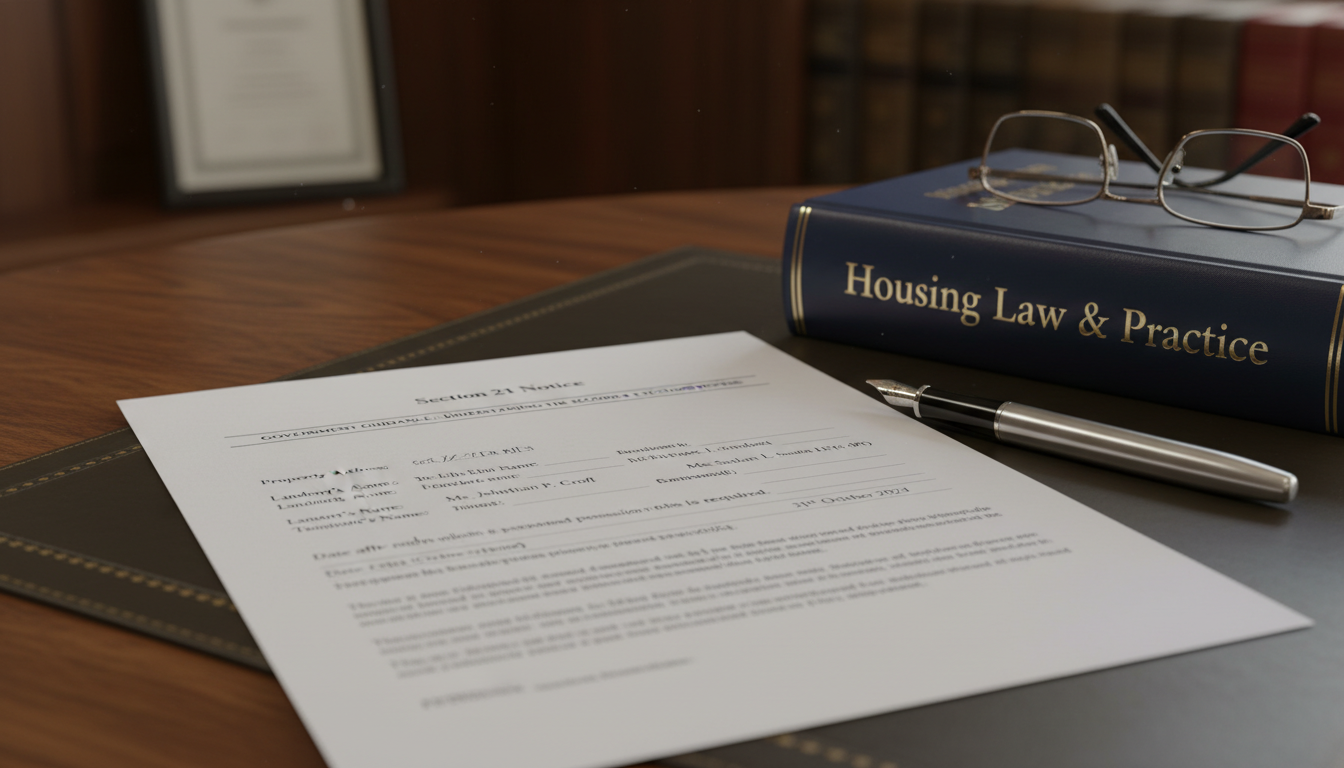 Close-up of Section 21 legal form