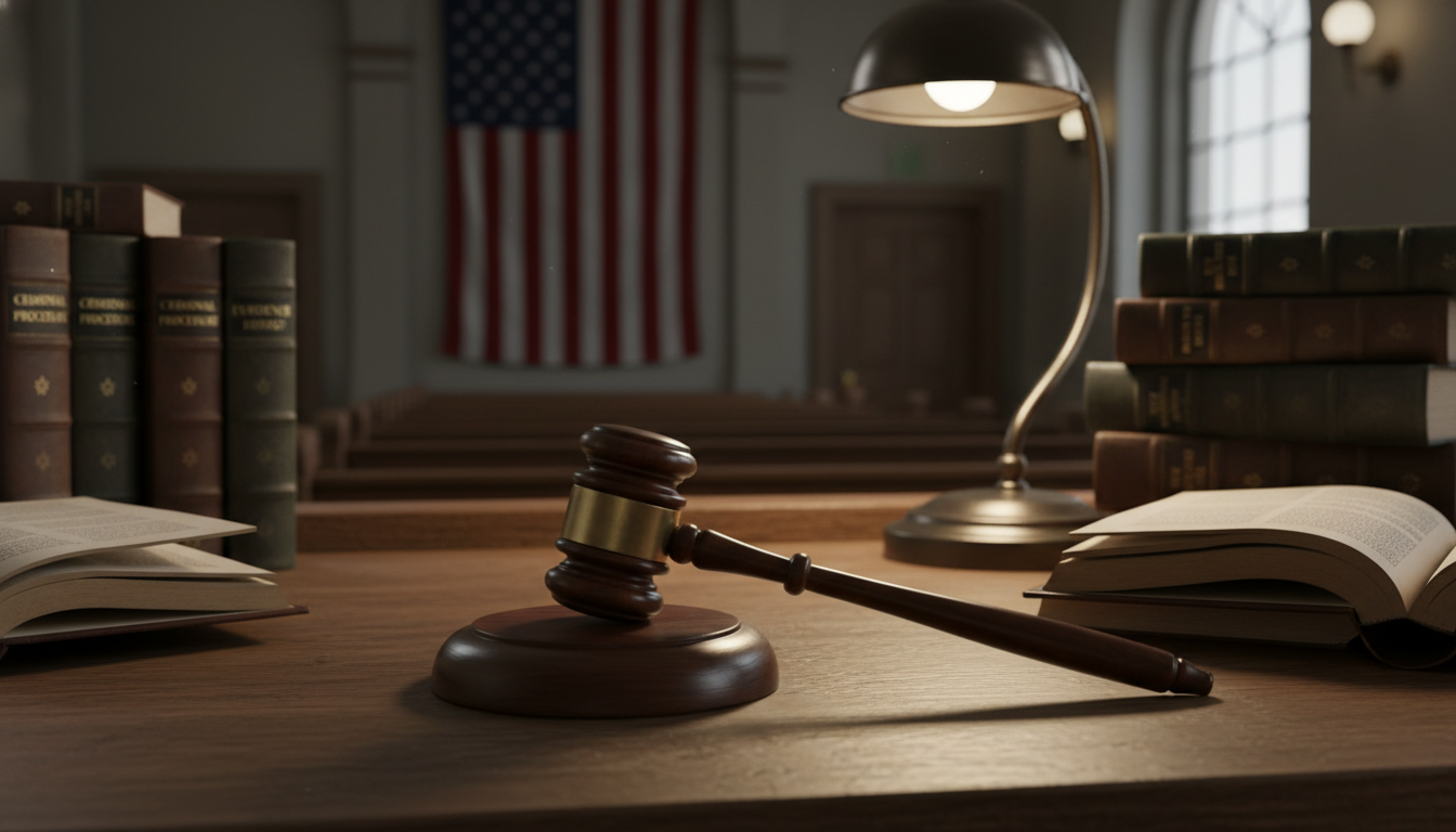 Gavel in courtroom setting