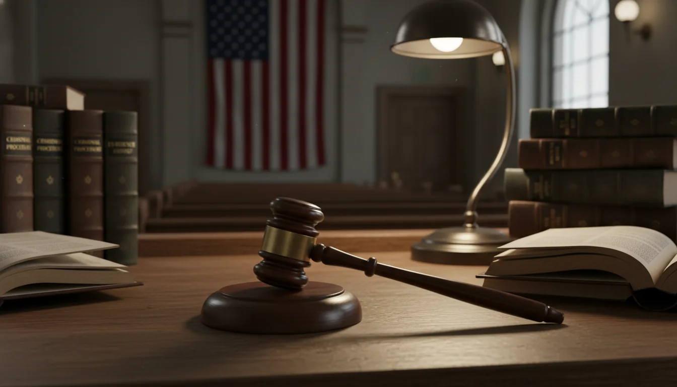 Gavel in courtroom setting