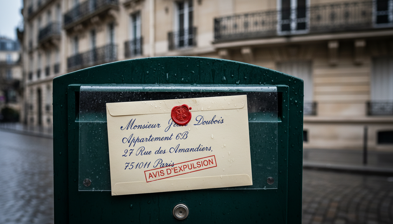 Eviction notice envelope in France.