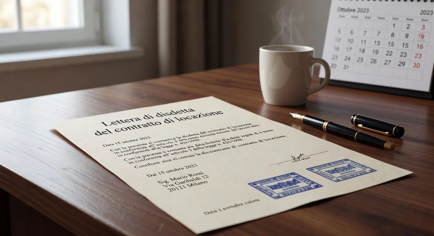 Italian lease termination letter close-up