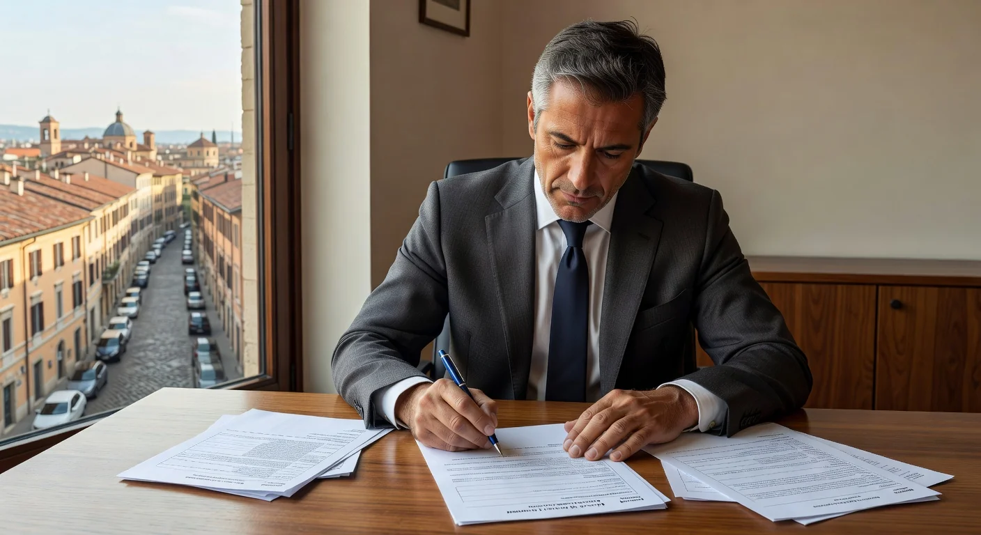 Person signing rental contract notice