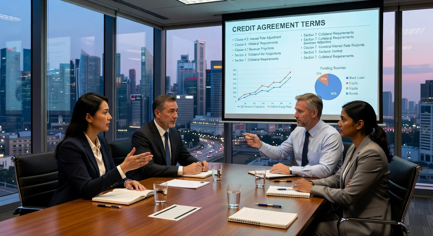 Team discussing credit terms in meeting