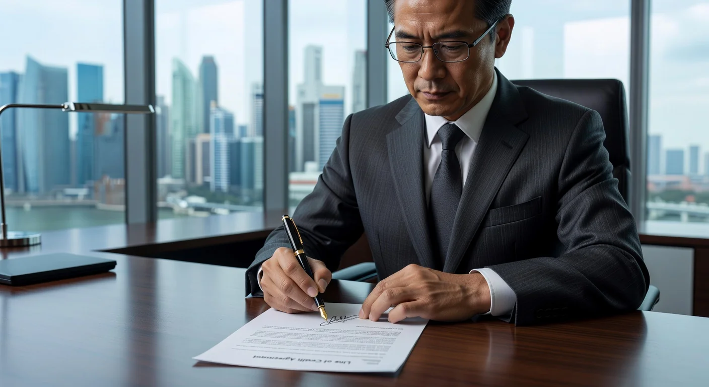 Adult signing line of credit contract