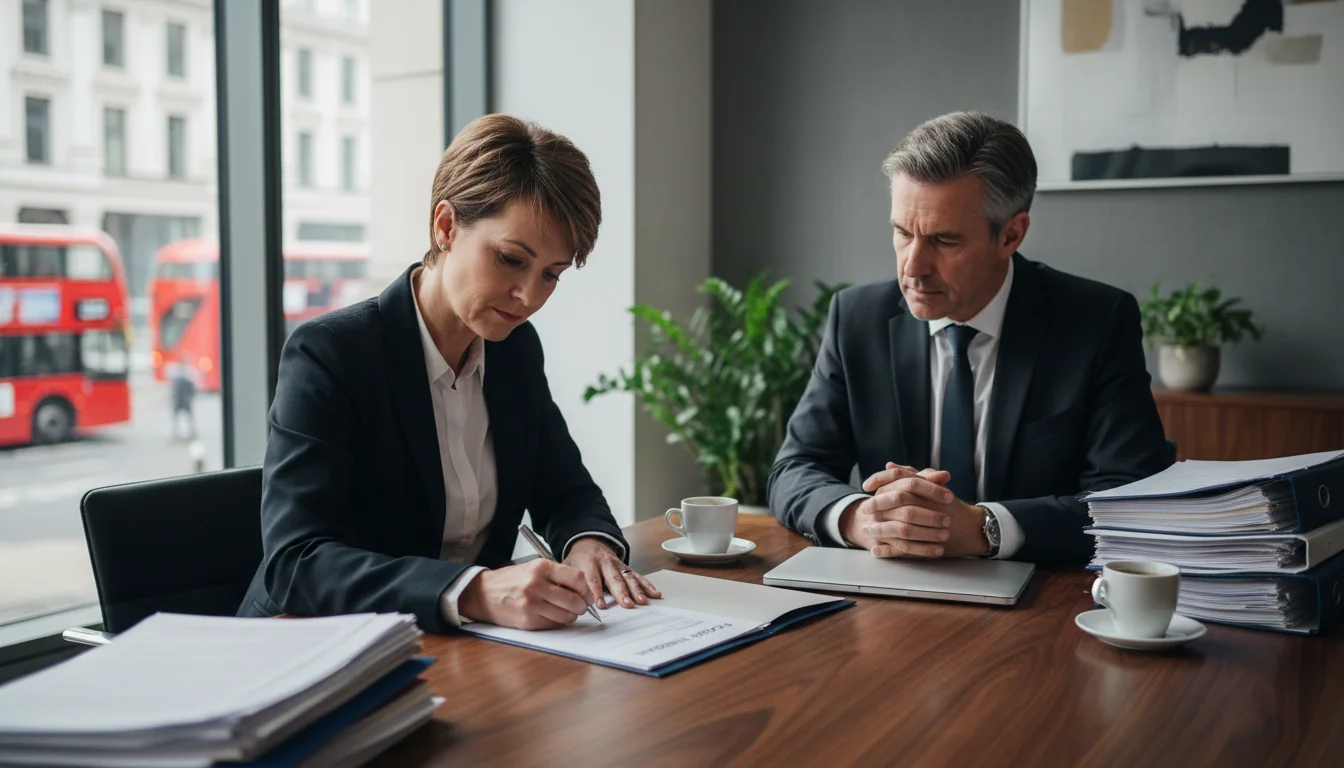 Business professionals signing contract