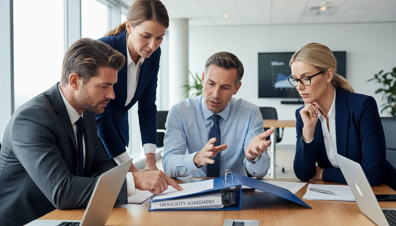 Team reviewing UK facility agreement