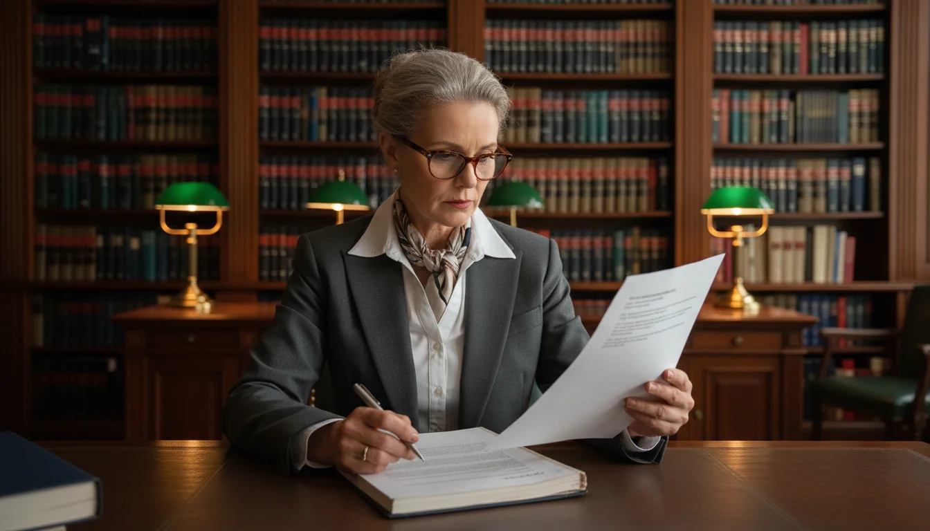 Adult lawyer reviewing contract