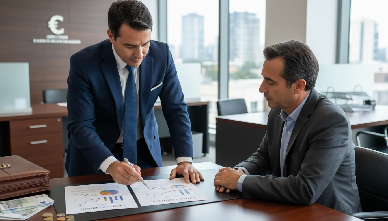 Financial advisor explaining credit contract