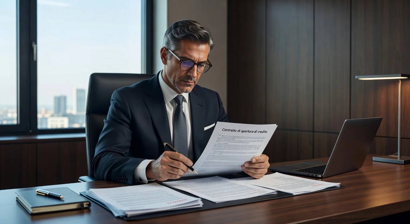 Italian lawyer reviewing credit contract