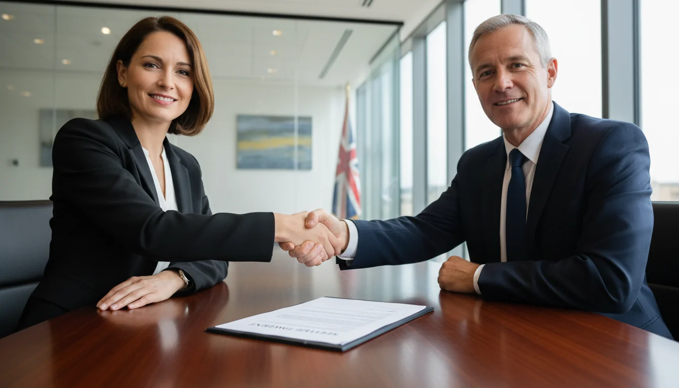 Handshake sealing business settlement deal