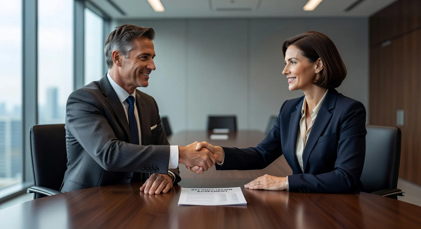 Professionals signing reconciliation agreement