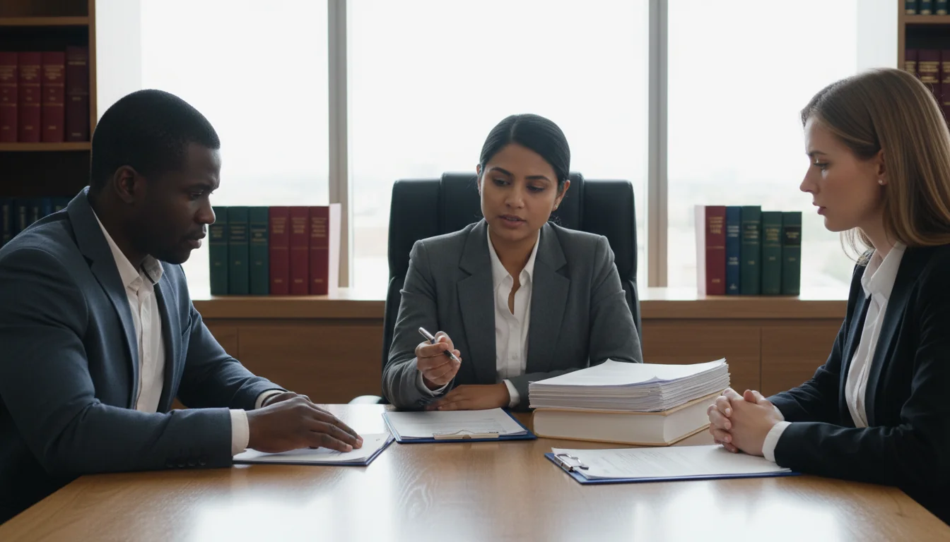 Discussing terms in meeting room