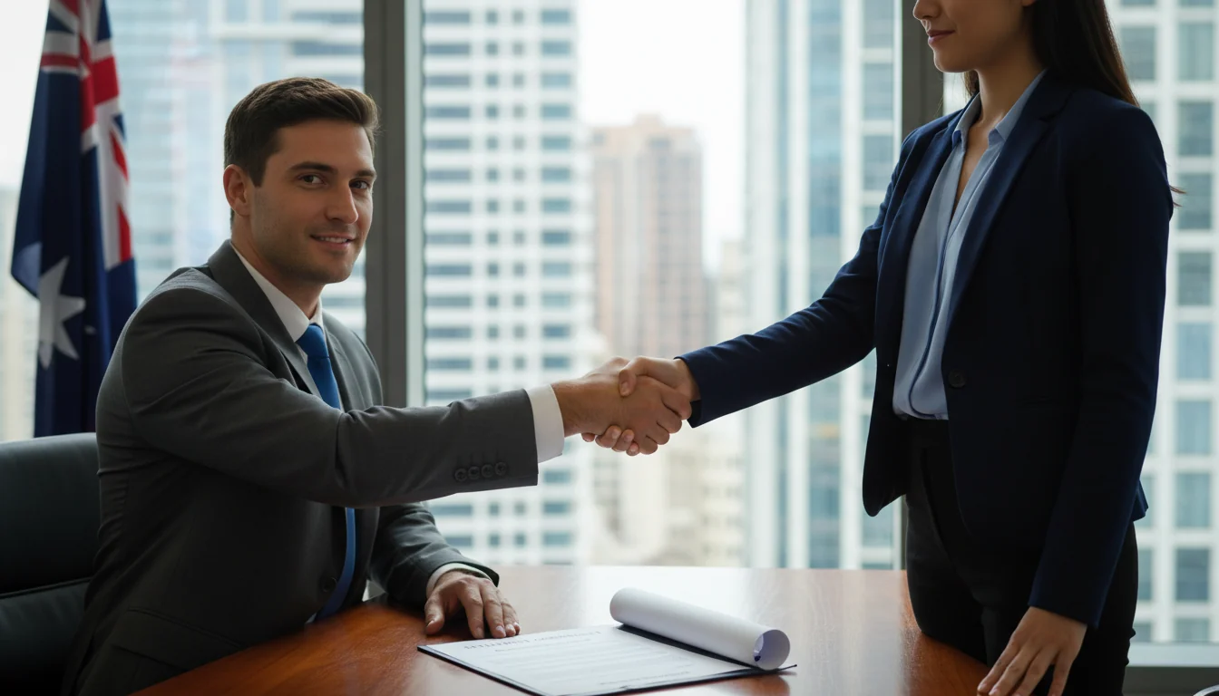 Lawyer shaking hands over agreement