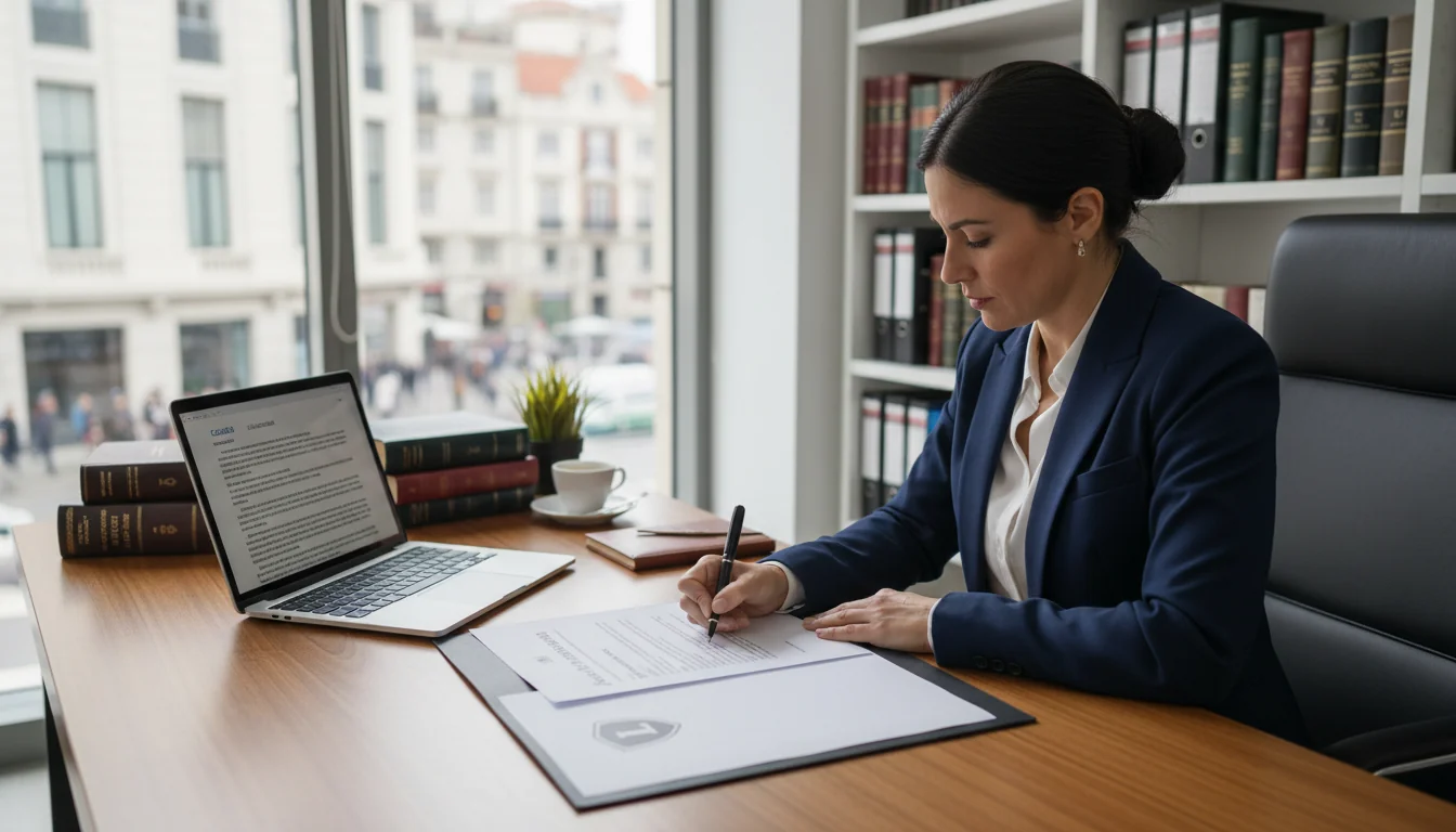 Lawyer drafting transaction agreement