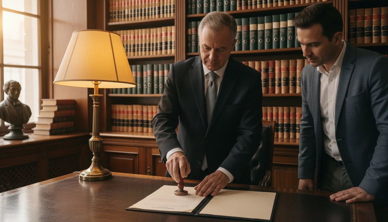 Notary authenticating Spanish contract