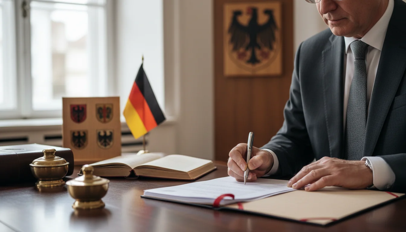 Adult signing a contract in Germany