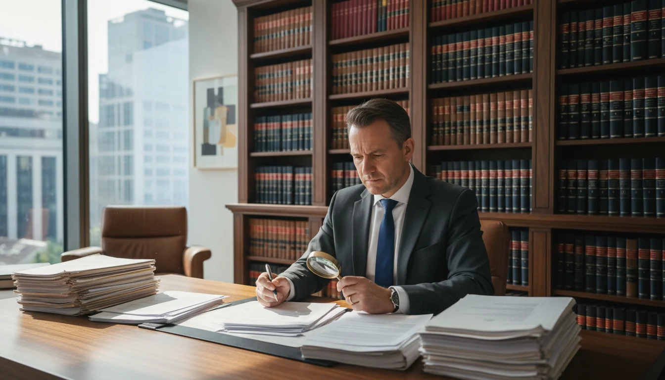 German lawyer reviewing legal documents