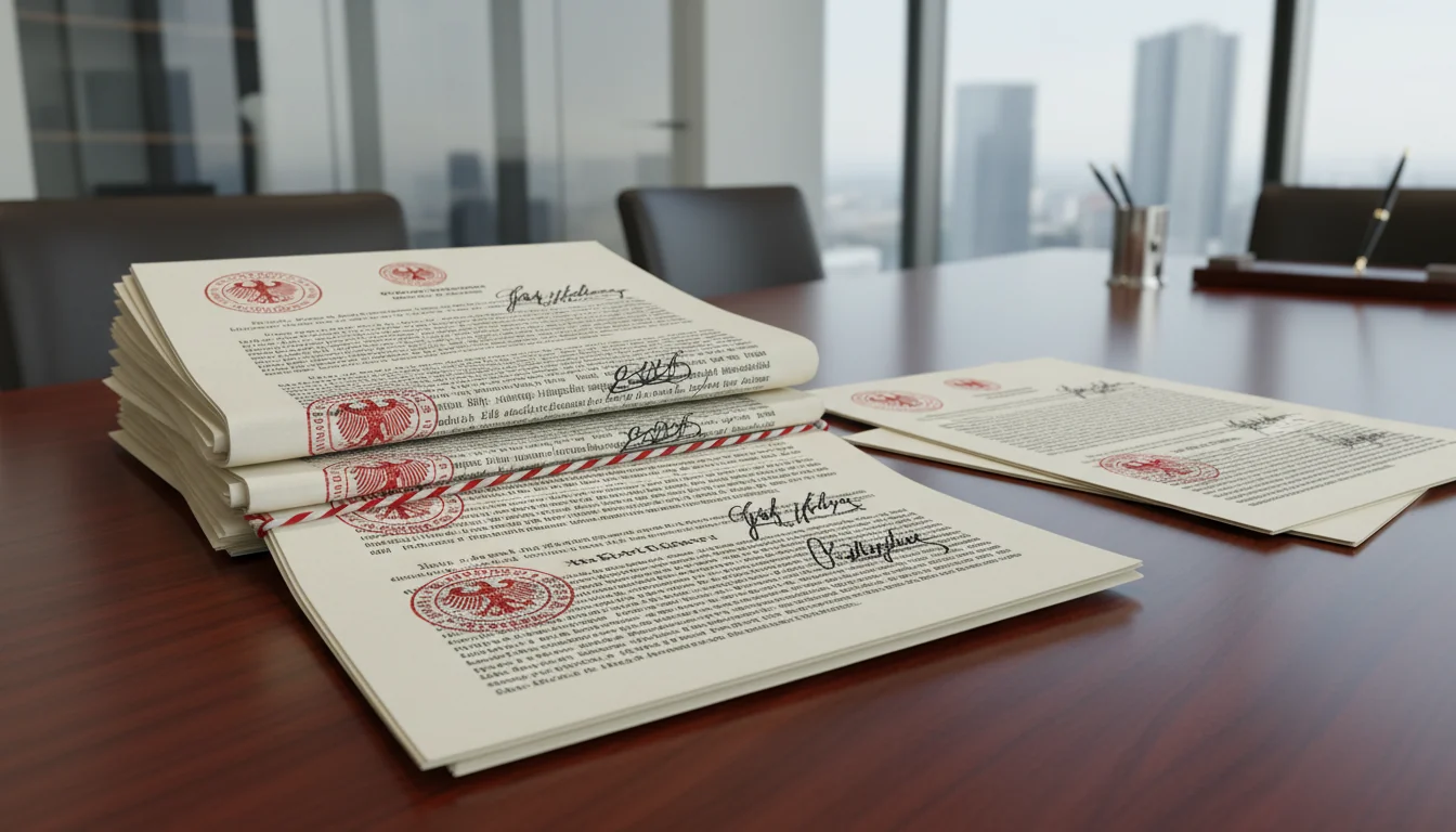 Stack of official German legal papers