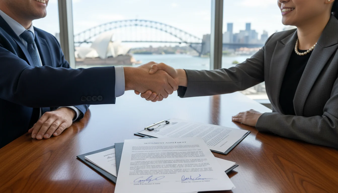 Signing a legal settlement contract