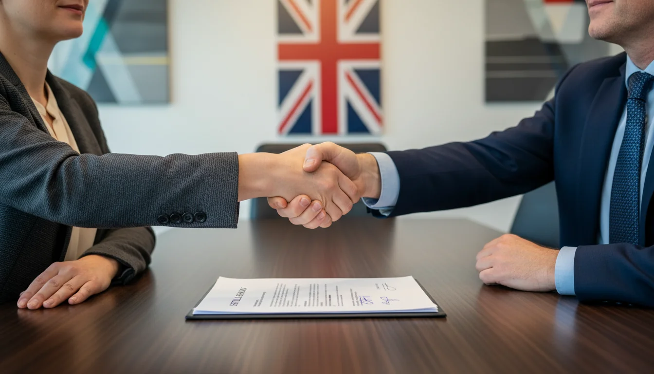 Handshake sealing business settlement agreement