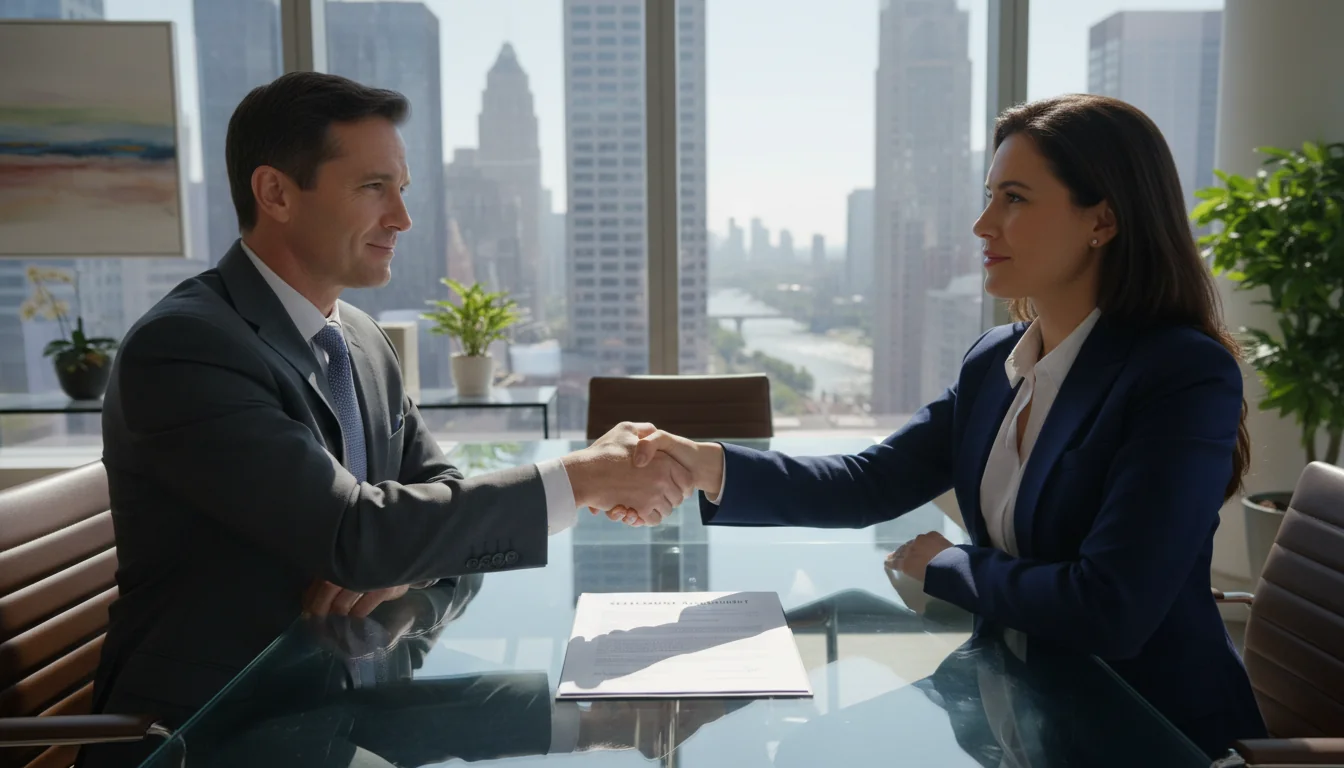 Handshake sealing legal settlement